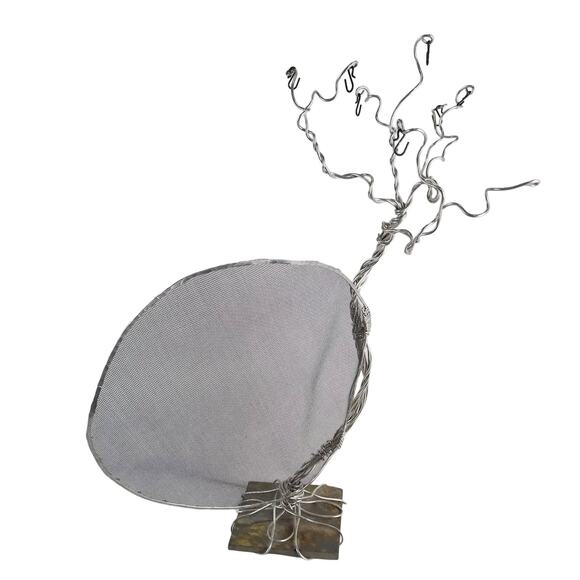 Large 24" Wire Tree & Screen Jewelry Display Holder Stone Base Retail Shop Booth - Picture 3 of 7
